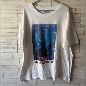 Vintage Aruba scuba diving t shirt xxl white mens